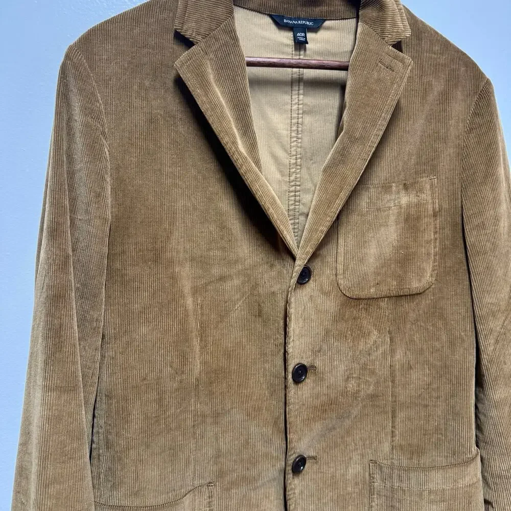 Banana Republic Mens 40R Brown Corduroy Blazer Sport Coat Cotton Academia Preppy
